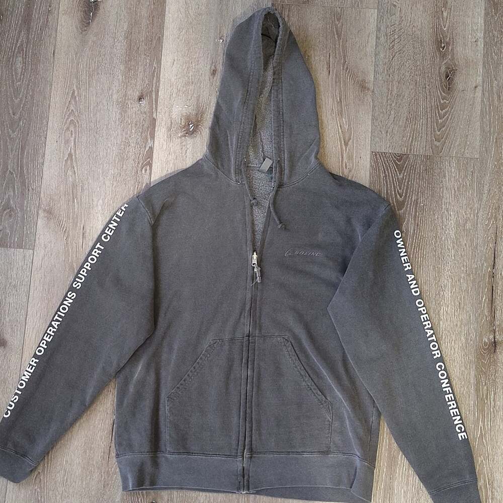 Boeing corporate Gray  Unisex Full Zip Hoodie Jumper Cotton  Sz Small Aviation